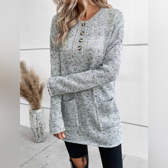 Grey Marled Knit Sweater - Picture 4 of 10